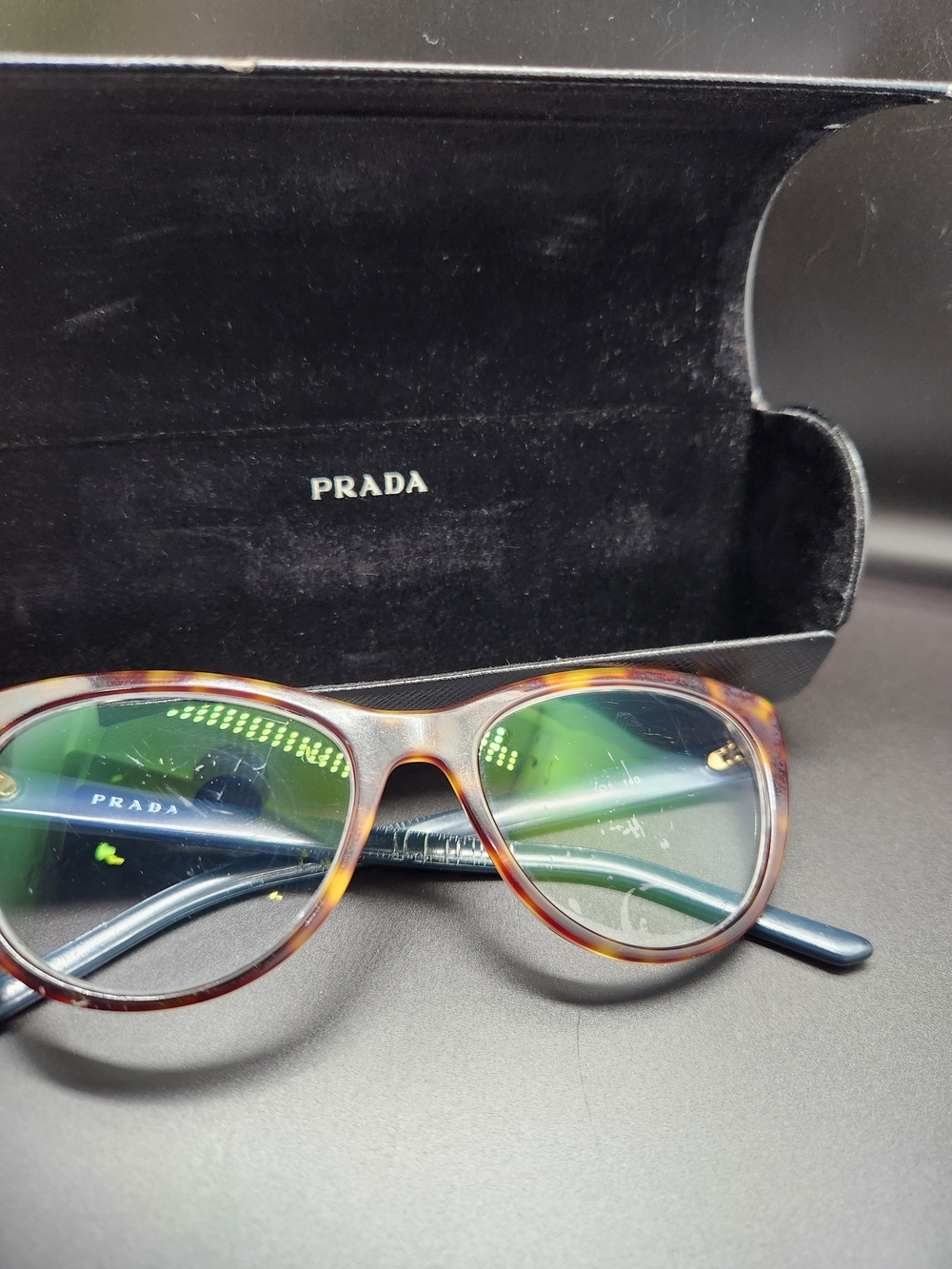 Prada Tortoiseshell Cat-Eye Frames with Blue Temples - Picture 6 of 7